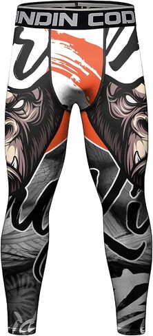 Red Plume Men's Compression Elastic Tight Leggings Sport Panther Leopard Printing Pants in Kuwait