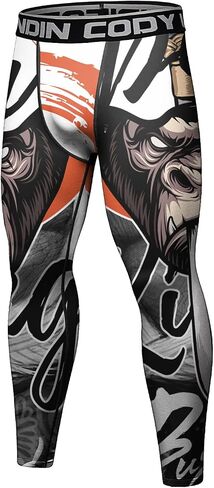 Red Plume Men's Compression Elastic Tight Leggings Sport Panther Leopard Printing Pants in Kuwait
