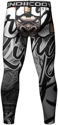 Red Plume Men's Compression Elastic Tight Leggings Sport Panther Leopard Printing Pants in Kuwait