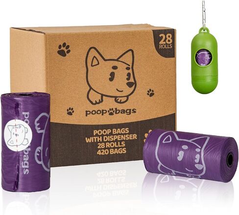 270 Counts Dog Poop Bags Rolls with Dispenser, Scented Poop Bags for Dogs Waste, Extra Thick& Leak Proof Dog Bags for Poop, Doggie Pet Waste Bags for Doggy Puppy Cat Poop 9" x 13" Purple in Saudi Arabia