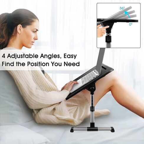 Laptop Desk for Bed, Adjustable Height and Angle, Laptop Lap Desk with Tablet Stand and Drawer, Bed Table Fits Laptop up to 17.3", Laptop Stand for Bed, Couch, Floor (23.6" x 13.4", Black) in Saudi Arabia