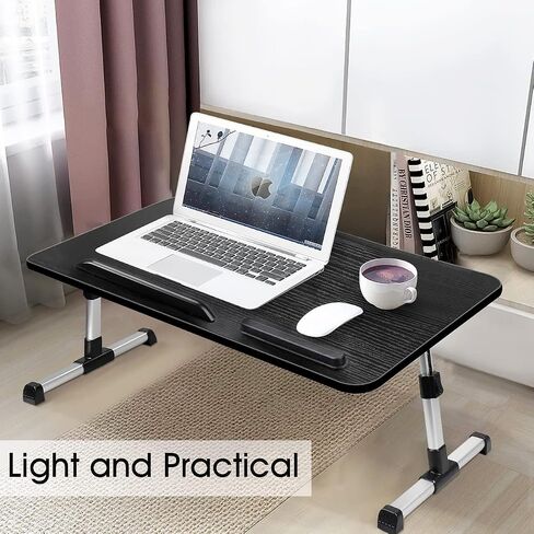 Laptop Desk for Bed, Adjustable Height and Angle, Laptop Lap Desk with Tablet Stand and Drawer, Bed Table Fits Laptop up to 17.3", Laptop Stand for Bed, Couch, Floor (23.6" x 13.4", Black) in Saudi Arabia