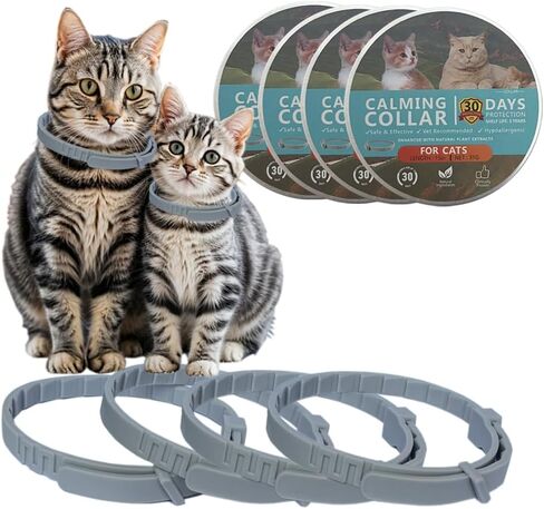 Cat Calming Collar for Cats Pheromones Anxiety Relief Calming Collar Cat Relaxer 4Pack, 60 Days of Calming Each Collar, Adjustable Size for All Cats for Travel (Grey) in Saudi Arabia