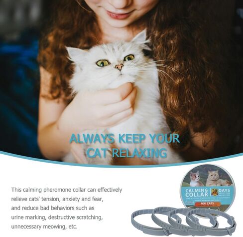 Cat Calming Collar for Cats Pheromones Anxiety Relief Calming Collar Cat Relaxer 4Pack, 60 Days of Calming Each Collar, Adjustable Size for All Cats for Travel (Grey) in Saudi Arabia