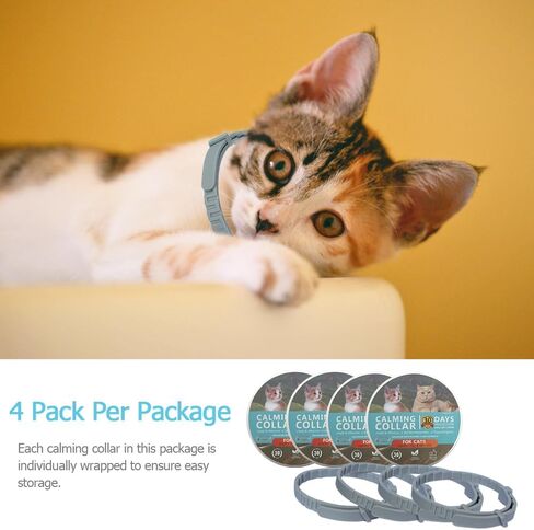 Cat Calming Collar for Cats Pheromones Anxiety Relief Calming Collar Cat Relaxer 4Pack, 60 Days of Calming Each Collar, Adjustable Size for All Cats for Travel (Grey) in Saudi Arabia