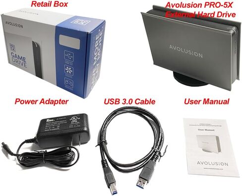 محرك الأقراص الصلبة الخارجي Avolusion PRO-5X (رمادي) سعة 16 تيرابايت USB 3.0 لأجهزة الكمبيوتر الشخصية وأجهزة Mac وXbox (متجدد) in Saudi Arabia