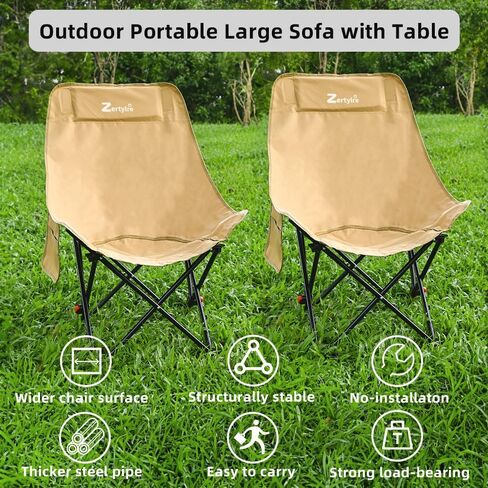 Folding Camping Chair Set of 3, Portable Adjustable Camp Chairs & Black Table, Large Lawn Chair Portable for Adults Hiking, Fishing, Picnic, Outdoor BBQ, Travel, Sports, & Storage Bags in Saudi Arabia