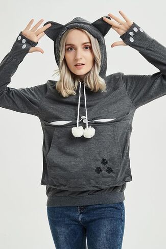 Cat Hoodie Pouch Kitten Puppy Carrier Hood Sweatshirt Pet Pocket Holder Top in Saudi Arabia