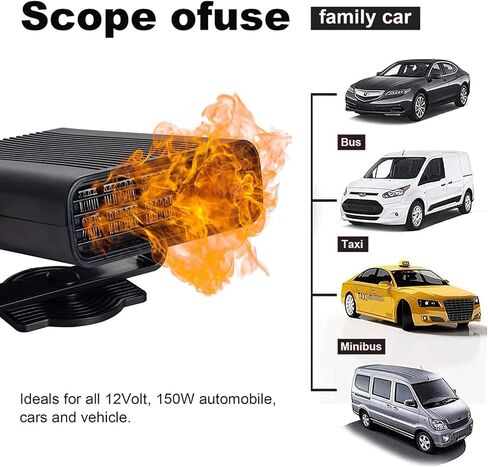 سخان سيارة محمول، 2023 ترقية مروحة سخان تلقائي، مزيل ضباب السيارة، تسخين سريع مزيل الصقيع بسرعة 12 فولت 150 وات مروحة سخان سيراميك أوتوماتيكية 3 منافذ توصيل في ولاعة السجائر in Kuwait