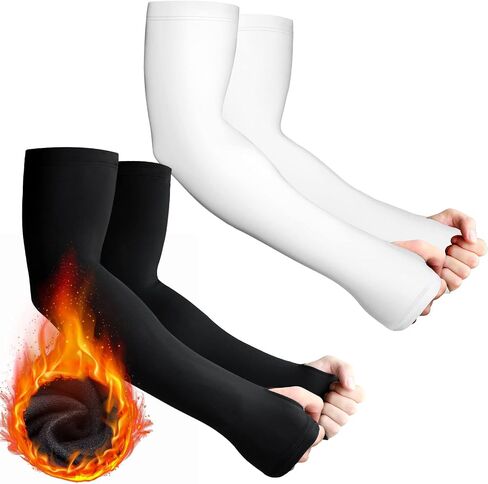 Skylety 2 Pairs Thermal Arm Warmer Cycling Arm Warmer Winter Arm Sleeves Arm Cover with Thumb Holes for Men Women in Saudi Arabia