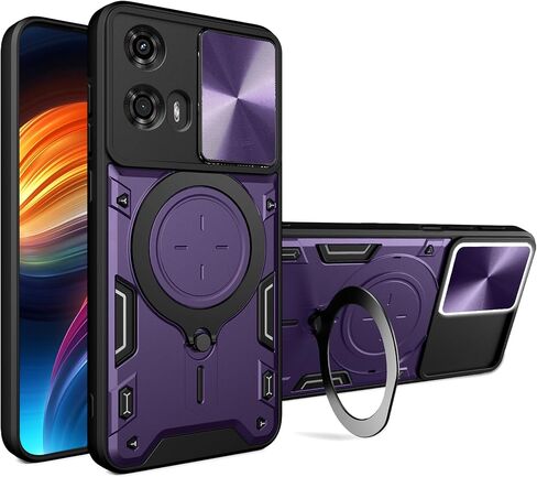 حافظة Ysnzaq Armor لهاتف Motorola Moto G04 /G24 /E14، حافظة هاتف واقية مقاومة للصدمات من الدرجة العسكرية مع دعامة ملف مغناطيسية لهاتف Moto G04 /G24 /E14 CQ باللون الأسود in Saudi Arabia