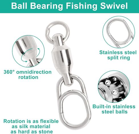Fishing Swivels, Rolling Ball Fishing Snap Swivels, Stainless Steel Coastlock Snap Silver Nickel Coating, Saltwater Barrel Swivel Fishing Tackle in Kuwait