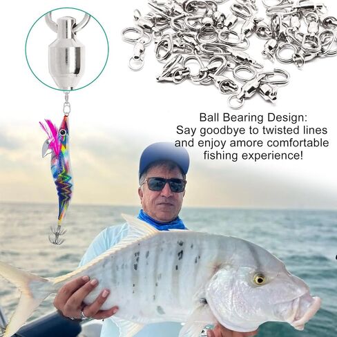 Fishing Swivels, Rolling Ball Fishing Snap Swivels, Stainless Steel Coastlock Snap Silver Nickel Coating, Saltwater Barrel Swivel Fishing Tackle in Kuwait