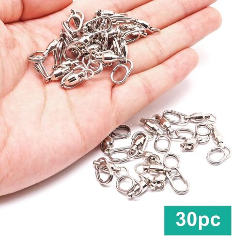 Fishing Swivels, Rolling Ball Fishing Snap Swivels, Stainless Steel Coastlock Snap Silver Nickel Coating, Saltwater Barrel Swivel Fishing Tackle in Kuwait