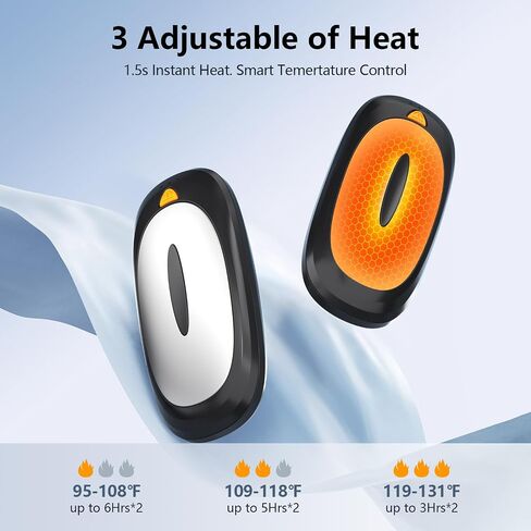 3-in-1 Hand Warmers Rechargeable 2 Pack, 14000mAh Portable Dual-Sided Handwarmers with Charging Case,12H Warmth Max,3 Levels Temp Fast Heating Pocket Warmers, Gifts for Christmas Golf Hunting(Silver) in Saudi Arabia