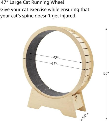 unipaws 47 بوصة عجلة تمرين كبيرة للقطط، عجلة جري للقطط مقاس XL داخلي مع مدرج مغطى بالسجاد، جهاز مشي للقطط لوزن اللياقة البدنية، عجلة عداء للقطط لحياة أطول لكيتي in Kuwait
