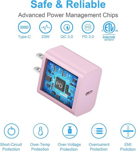 iPhone Fast Charger Block [2 Pack] 20W USB C Wall Charger PD Adapter Compatible with iPhone 14//14 Pro/14 Pro Max/14 Plus/13/12/11/Xs Max/XR/X/SE, iPad Pro/Mini, Galaxy, Google Pixel 5/4/3 and More in Saudi Arabia