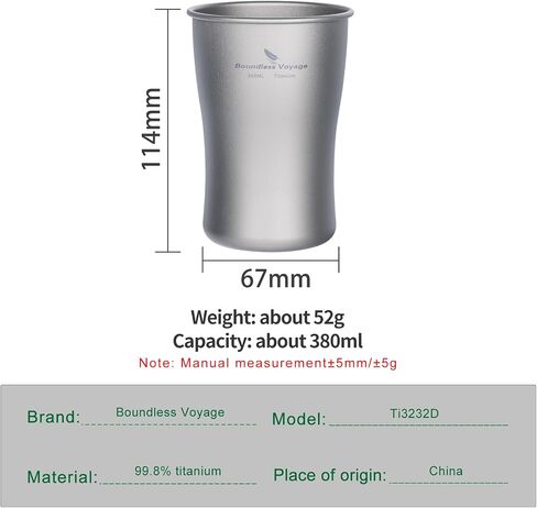 Boundless Voyage Titanium Beer Cups Ultralight Coffee Tea Juicy Mugs for Outdoor Camping Picnic 240ml 380ml 600ml (600ml) in Saudi Arabia