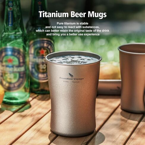 Boundless Voyage Titanium Beer Cups Ultralight Coffee Tea Juicy Mugs for Outdoor Camping Picnic 240ml 380ml 600ml (600ml) in Saudi Arabia