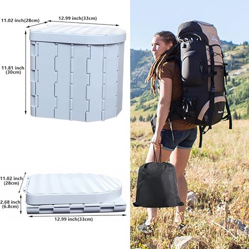 Portable Toilet for Camping,Folding Toilet with Lid,Foldable Car Travel Toilet Portable with Carry Bag for Camping,Car,Travel, Outdoor,Hiking,Backpack,Trips,Tent,Boat,Beach,Traffic Jam,Home (White) in Saudi Arabia
