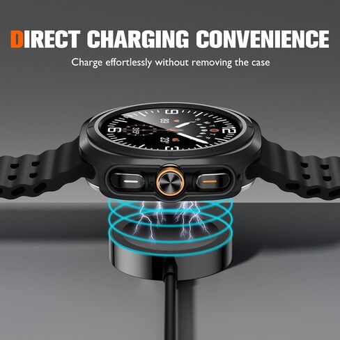 Charlam 2 Pack PC Case Compatible with Samsung Galaxy Watch Ultra Case 47mm, Protective Cover with HD Bulit-in Screen Protector, Slim Guard Thin Bumper Full Coverage Hard Cover for Men Women, Black in Saudi Arabia