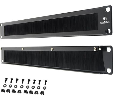 Cable Matters 2-Pack Rackmount or Wall Mount 1U 19" Brush Panel (19-inch Rack Mount Brush Panel 1U) in Black in Saudi Arabia