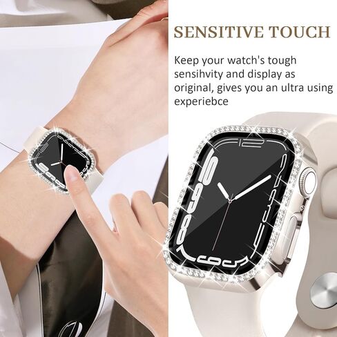 JR.DM 2 Pack Bling Case with HD Screen Protector Compatible with Apple Watch Series 4 5 6 SE 40mm, Women Glitter Diamond Rhinestone Bumper Face Cover for iWatch Accessories 40mm Clear/Gold in Kuwait