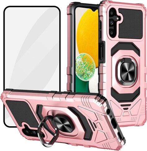 Ailiber Case for Samsung Galaxy S24 FE, Galaxy S24 FE Screen Protector, Ring Kickstand for Magnetic Car Mount, Military Grade, Shockproof Protective Rugged Cell Phone Cover-Rose Gold in Saudi Arabia