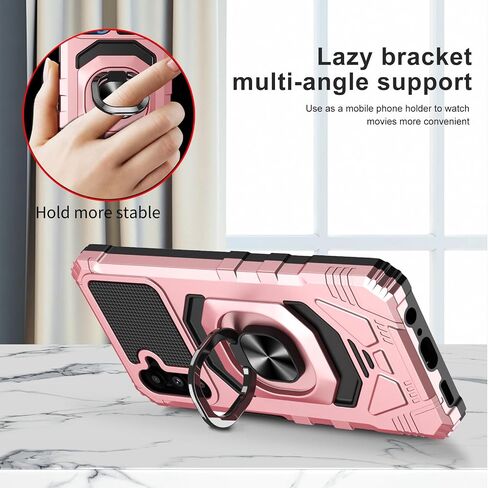 Ailiber Case for Samsung Galaxy S24 FE, Galaxy S24 FE Screen Protector, Ring Kickstand for Magnetic Car Mount, Military Grade, Shockproof Protective Rugged Cell Phone Cover-Rose Gold in Saudi Arabia
