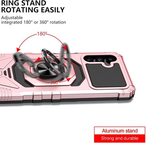 Ailiber Case for Samsung Galaxy S24 FE, Galaxy S24 FE Screen Protector, Ring Kickstand for Magnetic Car Mount, Military Grade, Shockproof Protective Rugged Cell Phone Cover-Rose Gold in Saudi Arabia
