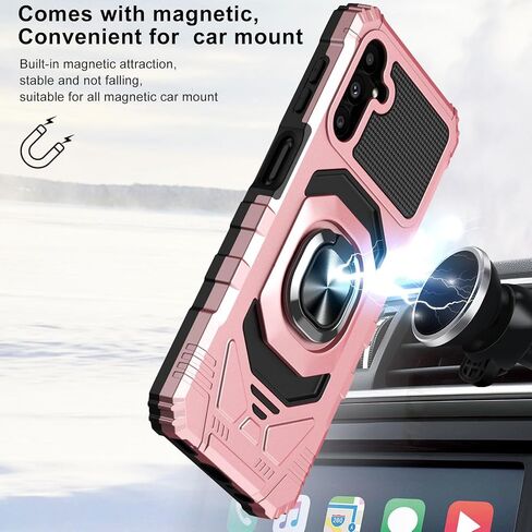 Ailiber Case for Samsung Galaxy S24 FE, Galaxy S24 FE Screen Protector, Ring Kickstand for Magnetic Car Mount, Military Grade, Shockproof Protective Rugged Cell Phone Cover-Rose Gold in Saudi Arabia