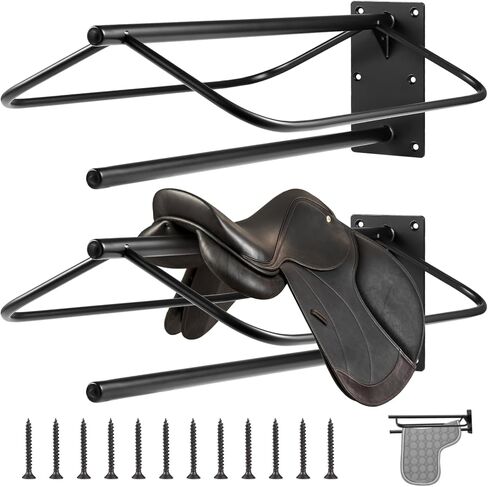 2 Pcs Saddle Rack Wall Mount - Heavy-Duty Carbon Steel Saddle Pad Racks,Wall Mounted Saddle Stand Horse Tack Storages for English Western Saddles,Horse Blankets,Stall Supplies Accessories in Saudi Arabia