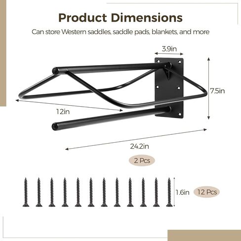 2 Pcs Saddle Rack Wall Mount - Heavy-Duty Carbon Steel Saddle Pad Racks,Wall Mounted Saddle Stand Horse Tack Storages for English Western Saddles,Horse Blankets,Stall Supplies Accessories in Saudi Arabia