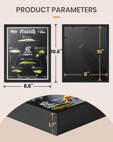 Fishing Gifts for Men, HOOK-EZE Fishing Lures Shadow Box, 6 Bass Fishing Baits for Topwater, Unique Fathers Day Fishing Gifts for Dad Papa Grandpa, Cool Birthday Ideas | Black in Saudi Arabia