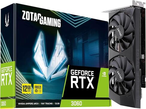ZOTAC Gaming GeForce RTX™ 3060 12GB GDDR6 192-bit 15 Gbps PCIE 4.0 بطاقة رسومات مدمجة للألعاب، تحكم نشط في المروحة، إيقاف مروحة التجميد، ZT-A30600P-10M in Kuwait