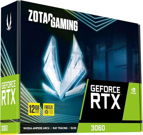 ZOTAC Gaming GeForce RTX™ 3060 12GB GDDR6 192-bit 15 Gbps PCIE 4.0 بطاقة رسومات مدمجة للألعاب، تحكم نشط في المروحة، إيقاف مروحة التجميد، ZT-A30600P-10M in Kuwait
