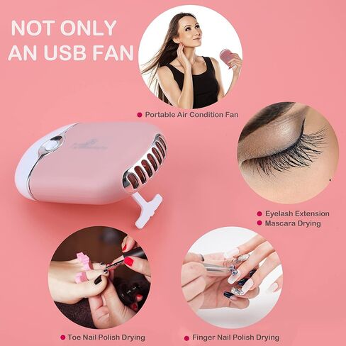AFOUNDA USB ومروحة صغيرة محمولة + فرش شامبو الرموش + زجاجة ضغط بلاستيكية اقتصادية، مروحة تبريد كهربائية محمولة قابلة لإعادة الشحن للرموش (وردي) in Kuwait
