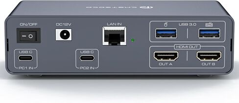 محطة إرساء USB C Thunderbolt 3 لأجهزة الكمبيوتر المحمول مع شاشة HDMI مزدوجة 4K60 هرتز 12 في 1 USB C HUB مع منافذ USB 3.2 بسرعة 10 جيجابت في الثانية ومنفذ إيثرنت بسرعة 1000 ميجا بت في الثانية لأجهزة Dell XPS وHP وLenovo وغيرها in Kuwait