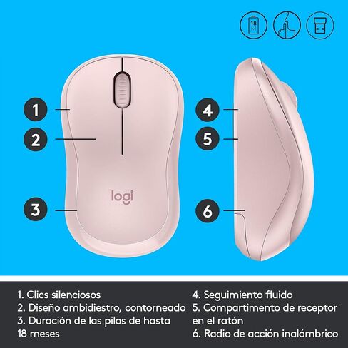 Logitech M220 Silent Wireless Mouse, 2.4 GHz with USB Receiver, 1000 DPI Optical Tracking, 18-Month Battery, Ambidextrous, Compatible with PC, Mac, Laptop (Off-White) in Saudi Arabia