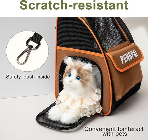Cat Dog Backpack Carrier, Pet Carrier Backpack for Medium Small Dogs Cat Puppy Kitten Bunny up to 15lbs, Breathable Mesh Dog Travel Backpack for Hiking Walking Outdoor Use (Khaki) in Saudi Arabia