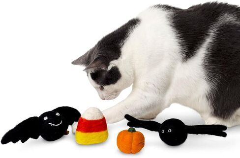 Midlee Halloween Felt Cat Toys Set- Bat, Pumpkin, Spider, Candy Corn in Saudi Arabia