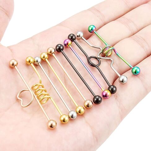 SCERRING 16G 14G Surgical Steel Industrial Barbell for Women Men Cartilage Earring Helix Rings Body Piercing Jewelry 1 1/2 Inch 38mm 10PCS in Saudi Arabia