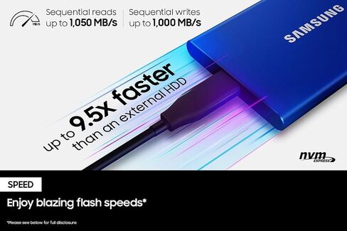 SAMSUNG MU-PC2T0T/AM 2TB Portable SSD T7 USB 3.2, Gray Bundle with Hard Shell Case & Converter Adapter Type C Adapter, Type-C USB C Female to USB2.0 USB 2.0 A Male in Saudi Arabia