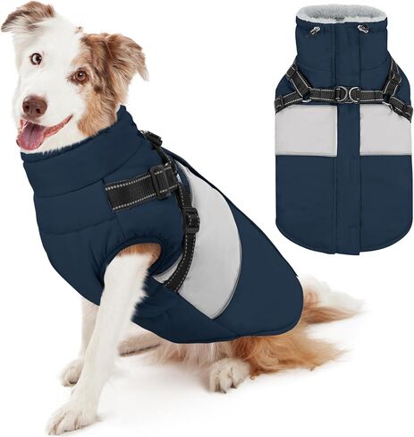 AOFITEE Dog Winter Coat, Waterproof Dog Jacket Winter, Dog Coat with Harness Built in, Warm Fleece Dog Puffer Jacket with Zipper, Reflective Dog Sweater for Small Dogs, Dachshund, French Bulldog, Pink in Saudi Arabia