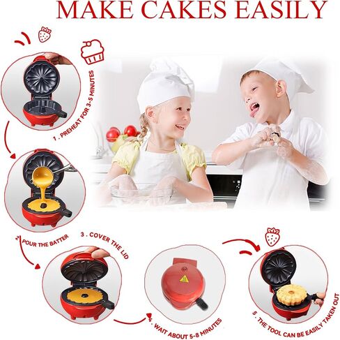 Mini Bundt Cake Maker, Mini Cake Maker, Mini Bundt Maker Electric Cake Maker, Non-stick Surface Double-sided Heating Quick Breakfast Electric Baking Pan in Saudi Arabia