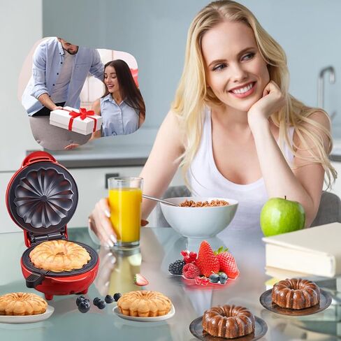 Mini Bundt Cake Maker, Mini Cake Maker, Mini Bundt Maker Electric Cake Maker, Non-stick Surface Double-sided Heating Quick Breakfast Electric Baking Pan in Saudi Arabia