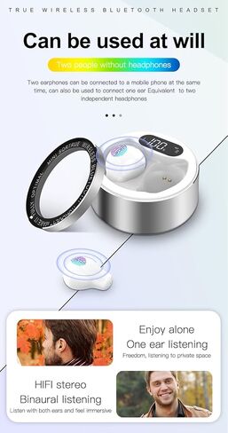 سماعات أذن Loluka غير مرئية، شاشة LED للطاقة، لاسلكية مقاومة للماء، تحكم باللمس، سماعات أذن صغيرة للآذان الصغيرة، بلوتوث 5.0 أصغر للموسيقى in Kuwait