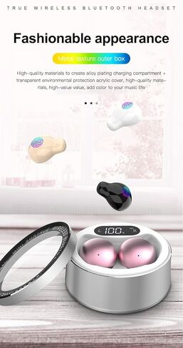 سماعات أذن Loluka غير مرئية، شاشة LED للطاقة، لاسلكية مقاومة للماء، تحكم باللمس، سماعات أذن صغيرة للآذان الصغيرة، بلوتوث 5.0 أصغر للموسيقى in Kuwait