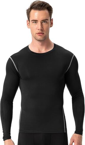 Queerier 3 Pack Men's Compression Shirt Long Sleeve Undershirts for Men Baselayer Sports Thermal Tops in Kuwait