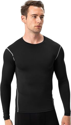 Queerier 3 Pack Men's Compression Shirt Long Sleeve Undershirts for Men Baselayer Sports Thermal Tops in Kuwait